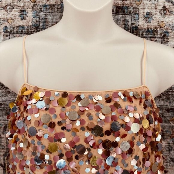 Lovers & Friends Chloe Mini Dress Girls Night Size L Sequin Rose Gold Disco - Picture 4 of 15